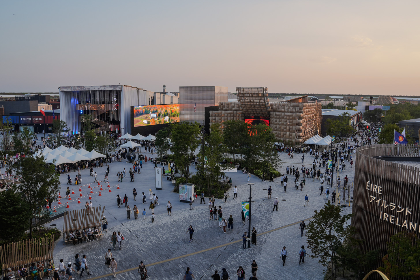 Expo 25 pavilions near east entrance