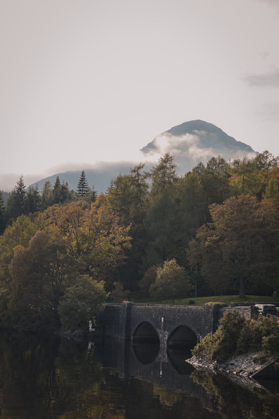 Bridge and mountain in Scottish highlands