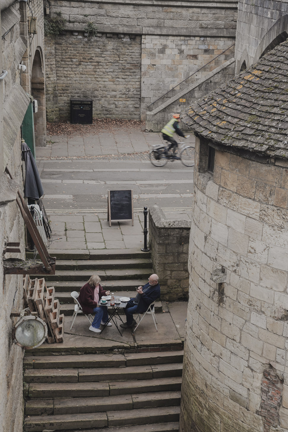 People enjoy coffee in York